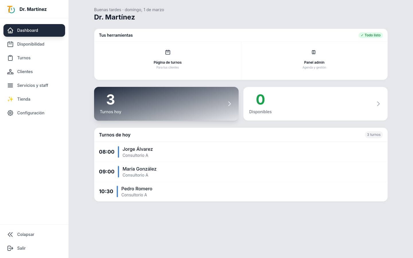 Dashboard de consultorio